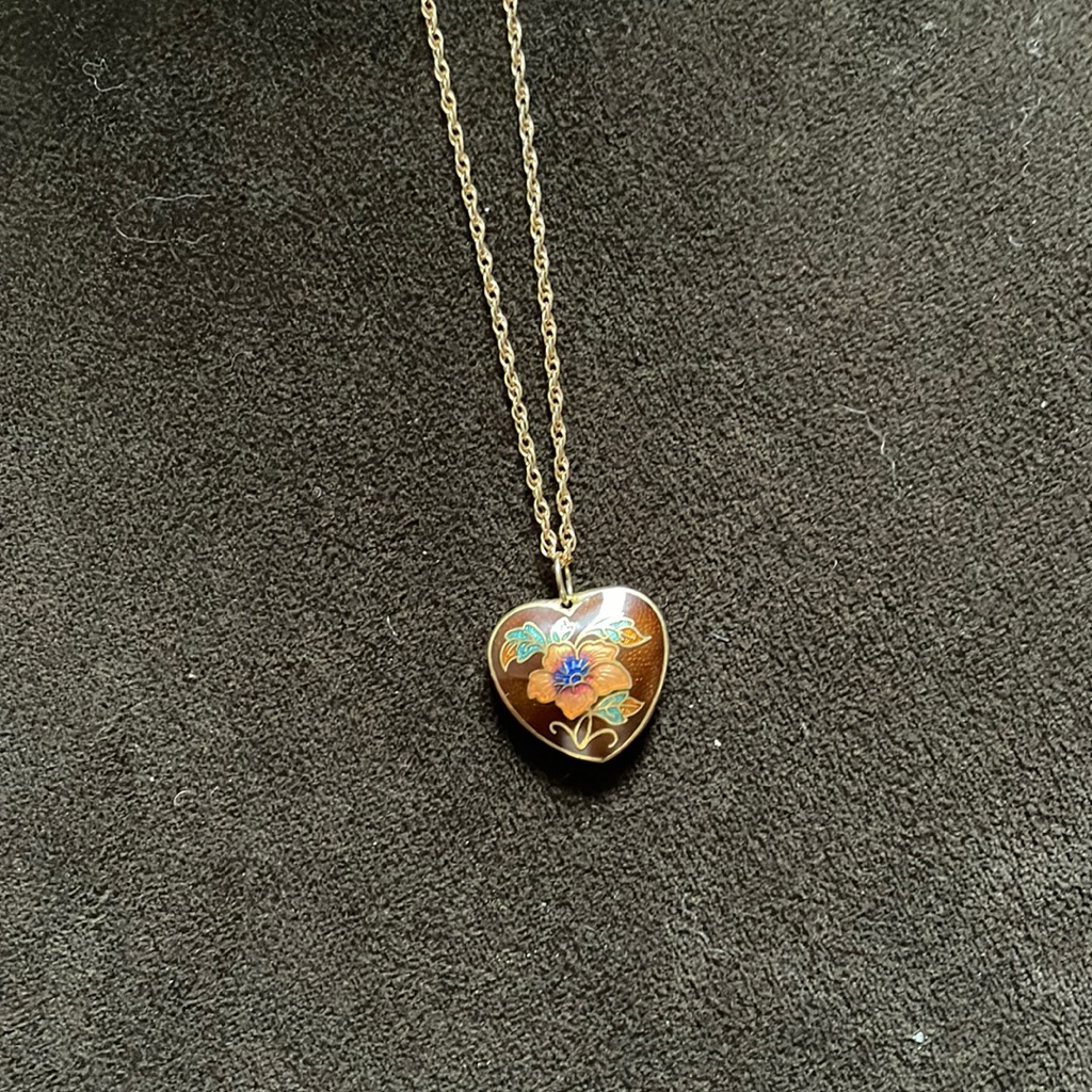Vintage 14k Gf Heart Pendant And Chain
